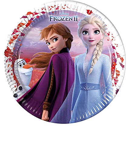 Procos 93430 - Party-Teller Frozen 2, Größe 23 cm, 8 Stück, Einwegteller aus Papier, Kindergeburtstag, Party-Geschirr, FSC® Mix von Procos