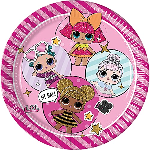 Procos 93434 - Party-Teller LOL, Größe 23 cm, 8 Stück, Einwegteller aus Papier, Kindergeburtstag, Party-Geschirr, FSC® Mix von Procos