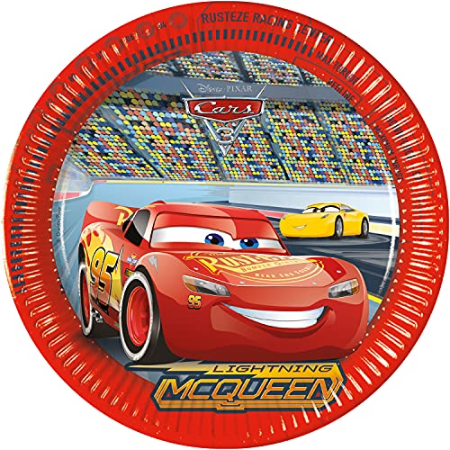 Procos 93437 - Party-Teller Cars 3, Größe 23 cm, 8 Stück, Einwegteller aus Papier, Kindergeburtstag, Party-Geschirr, FSC® Mix von Procos