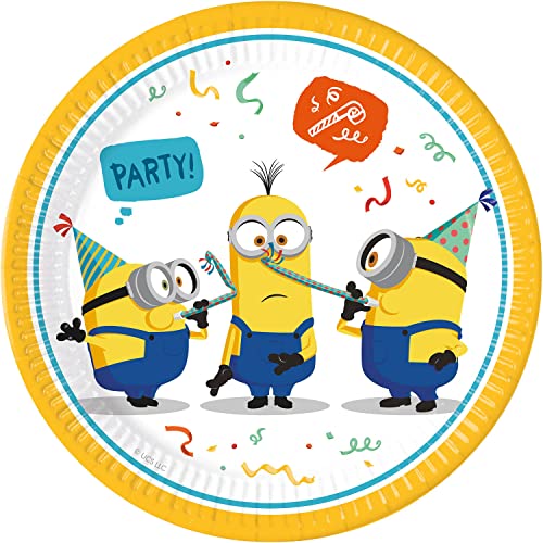 Procos 93457 - Party-Teller Minions Rise of Gru, Größe 23 cm, 8 Stück, Einwegteller aus Papier, Kindergeburtstag, Party-Geschirr, FSC® Mix von Procos