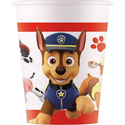 Procos 93470 - Party-Becher Paw Patrol Ready for Action, max. Füllmenge 200 ml, 8 Stück, Einwegbecher aus Papier, Kindergeburtstag, Party-Geschirr, FSC® Mix von Procos