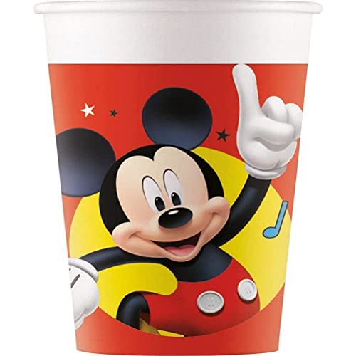 Procos 93473 - Party-Becher Playful Mickey, max. Füllmenge 200 ml, 8 Stück, Einwegbecher aus Papier, Kindergeburtstag, Party-Geschirr, FSC® Mix von Procos