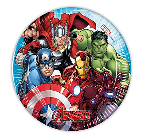 Procos 93485 - Party-Teller Mighty Avengers, Größe 20 cm, 8 Stück, Einwegteller aus Papier, Kindergeburtstag, Party-Geschirr, FSC® Mix von Procos