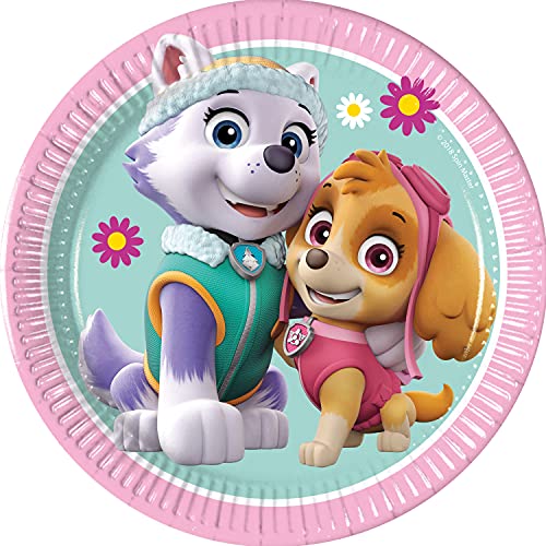 Procos 93492 - Party-Teller Paw Patrol Skye und Everest, Größe 20 cm, 8 Stück, Einwegteller aus Papier, Kindergeburtstag, Party-Geschirr, FSC® Mix von Procos