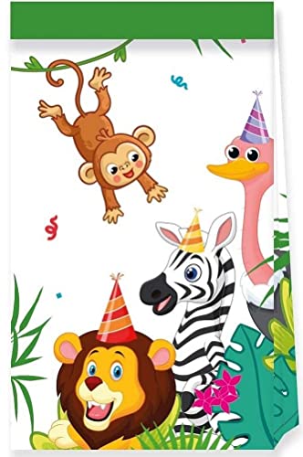 Procos 93787 - Partytüten Jungle Balloons, 4 Stück, FSC® Mix, Papiertüten, Geburtstag, Mottoparty, Dschungel, Ballons von Procos