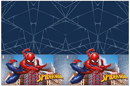 Procos 93866 - Tischdecke Spiderman Crime Fighter, Größe 120 x 180 cm, Plastik, abwischbar, Geburtstag, Mottoparty von Procos