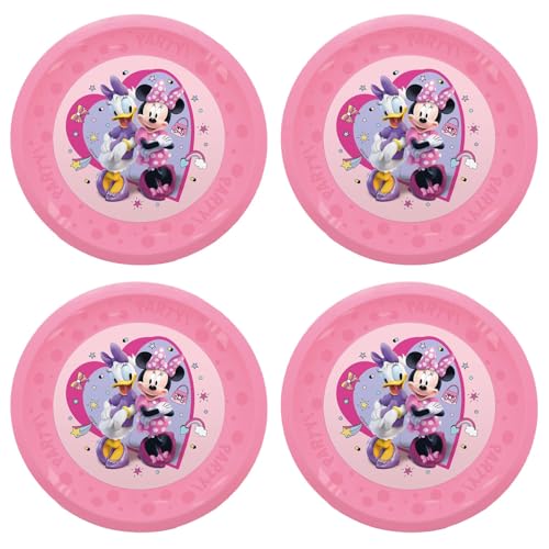 Procos - Teller Minnie Mouse Junior Kunststoff, 4 Stück, wiederverwendbar, Partygeschirr für Geburtstag oder Mottoparty, Mickey von Procos