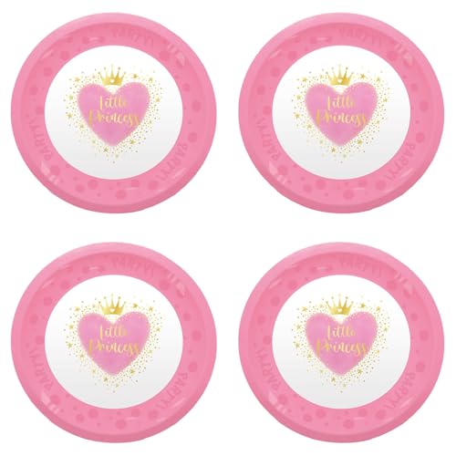 Procos - Teller Little Princess aus Kunststoff, 4 Stück, wiederverwendbar, Partygeschirr für Geburtstag oder Mottoparty, Kleine Prinzessin von Procos