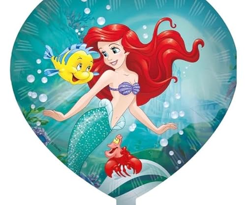 Procos Aufblasbarer Folienballon Arielle Kleine Meerjungfrau Disney Prinzessin Herz Ø ca.46cm, Helium, Luft, Luftballon, Geburtstag, Geschenk von Procos