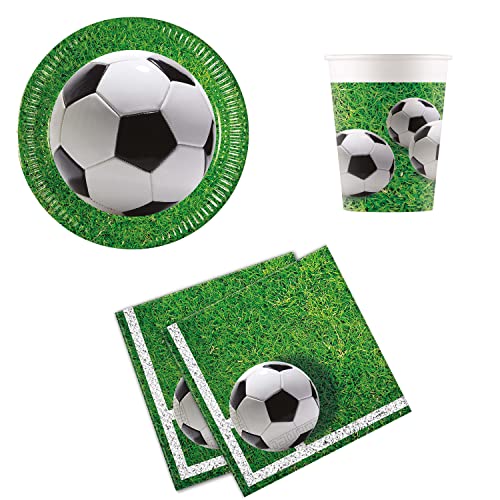 Procos DY10273853 - Football Party Set Small, Teller, Servietten und Becher, Tischdeko, Geburtstagsdekoration von Procos