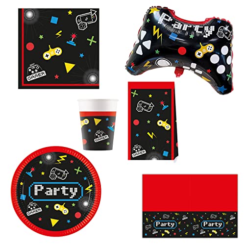 Procos DY10273855 - Gaming Party Set Large, Teller, Servietten, Becher, Tüten, Tischdecke, Folienballon, Tischdeko, Geburtstagsdekoration Procos DY10273855 - Gaming Party Set Large, Teller, Servietten, Becher, Tüten, Tischdecke, Folienballon, Tischdeko, Geburtstagsdekoration von Procos