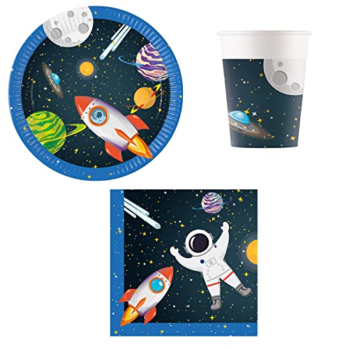 Procos DY10273856 - Rocket Space Party Set Small, Teller, Servietten und Becher, Tischdeko, Geburtstagsdekoration von Procos