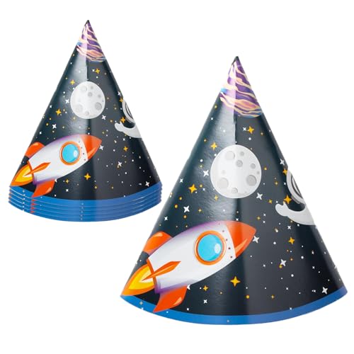 Procos - Partyhüte Astronaut Rocket Space aus FSC-Papier, 6 Stück, mehrfarbig, PR93738 Procos - Partyhüte Astronaut Rocket Space aus FSC-Papier, 6 Stück, mehrfarbig, PR93738 von Procos