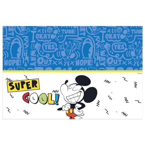 Procos – Mickey Super Cool 90 Geburtstag (120 x 180 cm) Tischdecke Kunststoff 120 x 180 cm, mehrfarbig, One Size, 89209. von Procos