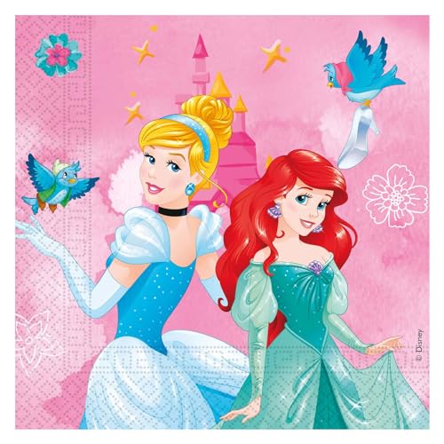 Procos Papierservietten FSC Disney Princess Live Your Story (33 x 33 cm, Doppelschicht), 20 Stück Folat 93849P Servietten 33x33cm-20, Mehrfarbig von Procos