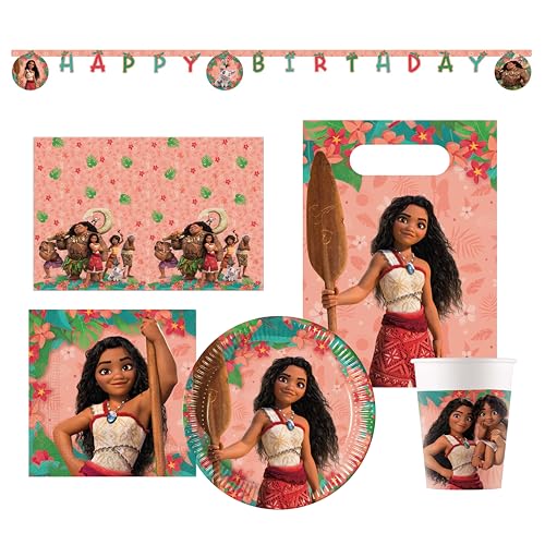 Procos - Partyset Moana mehrteiliges Set für Kindergeburtstag oder Mottoparty, Tischdeko von Procos