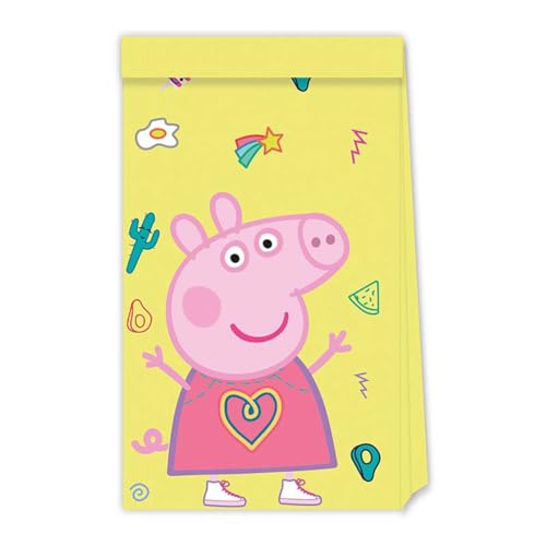 Procos Peppa Pig Paper Bags - 4 Stück - 22 x 13 x 7 cm - Kind - Tüten von Procos