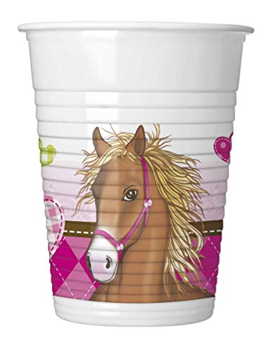 Procos- Plastikbecher 200 ml, Horses, 8 Stück, mehrfarbig, PR81082 von Funidelia