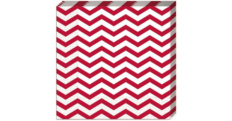 Servietten Red Chevron, 33 x 33 cm, 3-lagig, 20 Stück rot/weiß von Procos