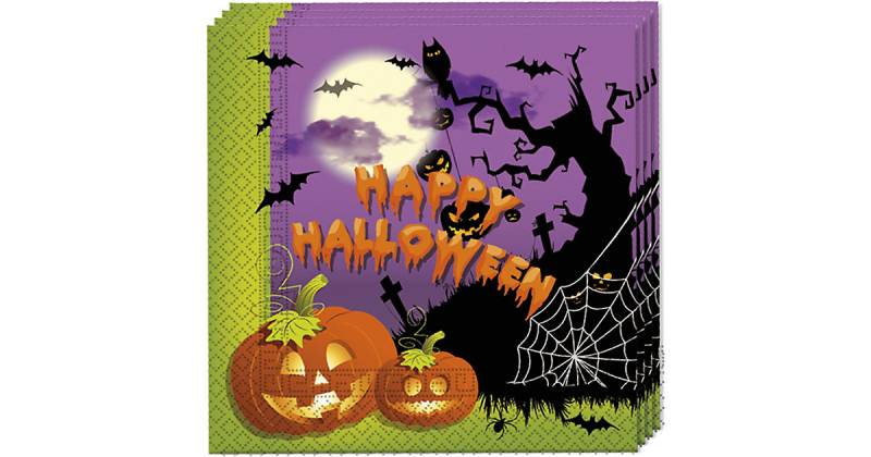 Servietten Happy Spooky Halloween, 33 x 33 cm, 2-lagig, 20 Stück schwarz/braun von Procos