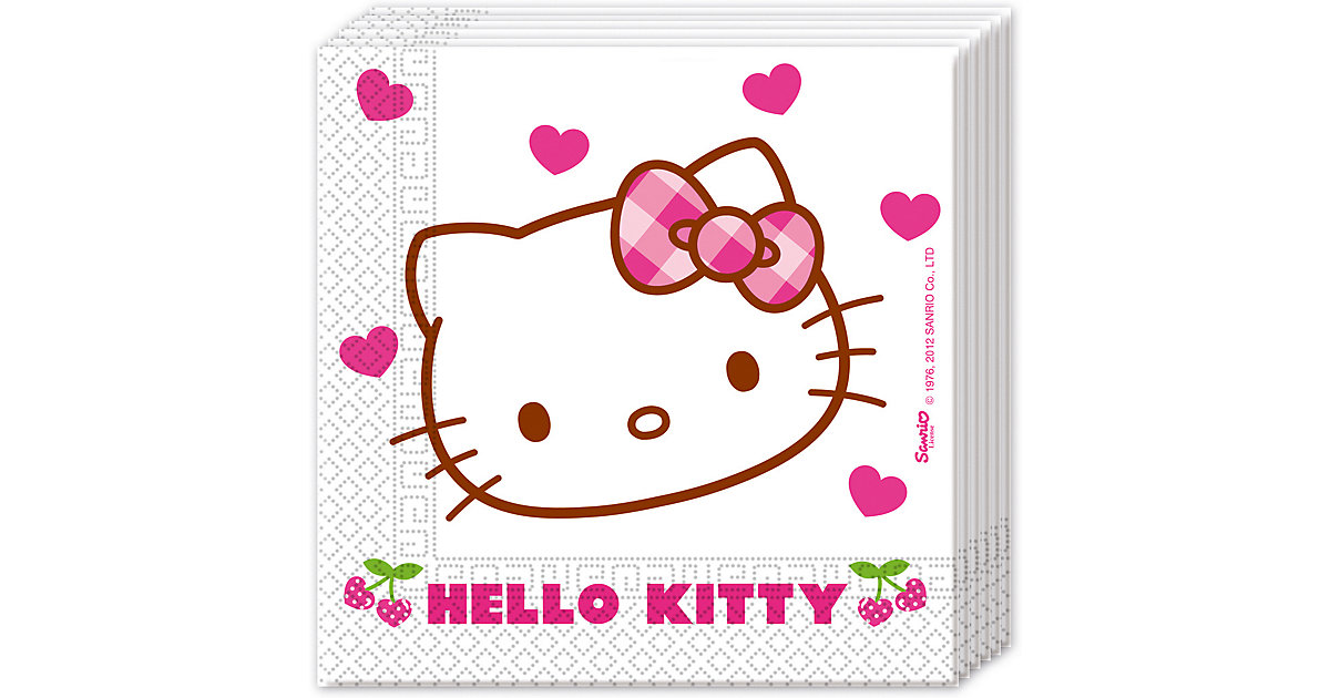 Servietten Hello Kitty Hearts, 33 x 33 cm, 2-lagig, 20 Stück creme von Procos