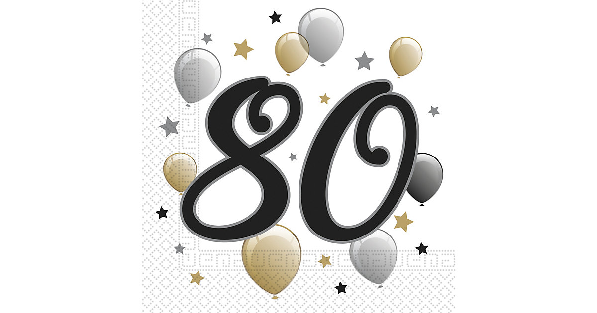 "Servietten Happy Birthday ""80""Sterne & Ballons, 33 x 33 cm, 2-lagig, 20 Stück" braun-kombi "Servietten Happy Birthday ""80""Sterne & Ballons, 33 x 33 cm, 2-lagig, 20 Stück" braun-kombi von Procos