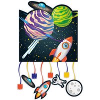 Weltall Zugpinata aus Pappe mit 8 Bändern, 21cm x 27cm von Procos