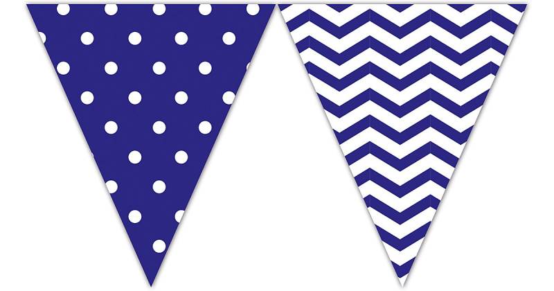 Girlande Wimpelkette Blue Chevron, 2,3 m blau/weiß von Procos