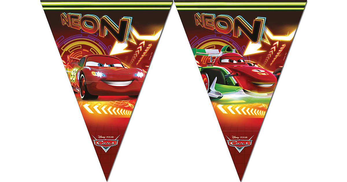 Girlande Wimpelkette Disney Cars Neon, 2,3 m rot-kombi von Procos
