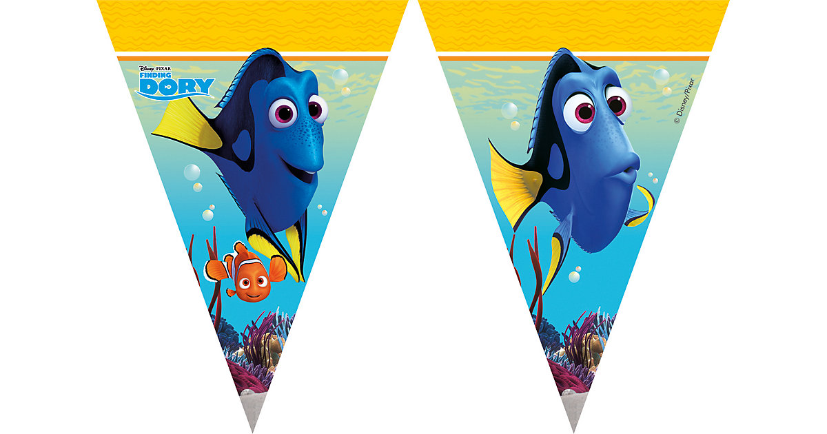 Girlande Wimpelkette Disney Findet Dorie, 2,3 m blau/gelb Girlande Wimpelkette Disney Findet Dorie, 2,3 m blau/gelb von Procos
