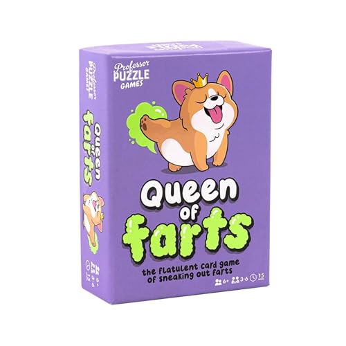 Professor PUZZLE Queen of Farts - Das lustige Gasspiel für 3-6 Spieler ab 6 Jahren. Enthält 80 Spielkarten und Anleitungen. 15-minütiges Gameplay von Professor Puzzle