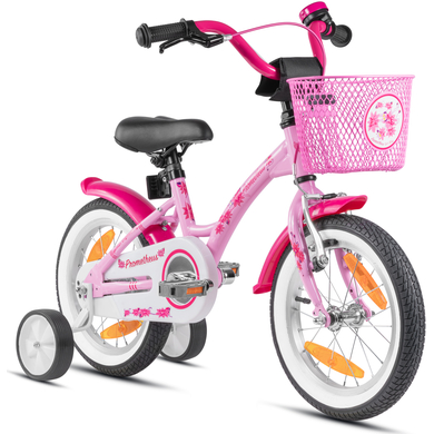 PROMETHEUS BICYCLES® HAWK Kinderfahrrad 14 , Rosa-Weiß mit Stützrädern von Prometheus Bicycles