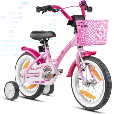PROMETHEUS BICYCLES® Kinderfahrrad 14" mit Stützräder, rosa-weiß von Prometheus Bicycles