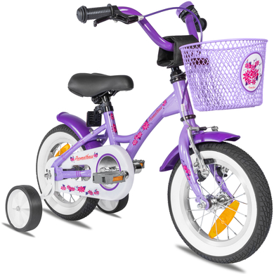 PROMETHEUS BICYCLES® Kinderfahrrad 12 ab 3 Jahre mit Stützräder in Violett & Weiß von Prometheus Bicycles