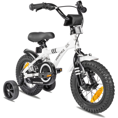 PROMETHEUS BICYCLES® Kinderfahrrad 12 in Weiß & Schwarz ab 3 Jahre mit Stützräder von Prometheus Bicycles