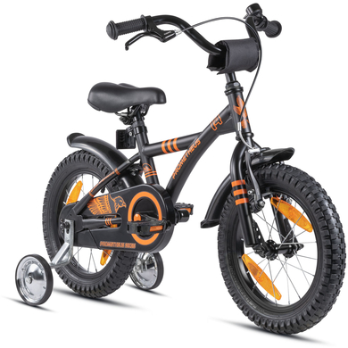 PROMETHEUS BICYCLES® Kinderfahrrad 14 Zoll Schwarz Matt & Orange von Prometheus Bicycles