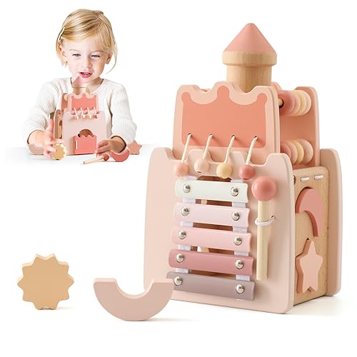 Promise Babe Montessori Spielzeug Baby Holzspielzeug,5 in 1 Rosa Schloss Lernspielzeug Motorikwürfel Sensorik Motorikspielzeug Activity Würfel Motorikschleife Geschenk Baby Mädchen Aktivitätswürfel 3+ Promise Babe Montessori Spielzeug Baby Holzspielzeug,5 in 1 Rosa Schloss Lernspielzeug Motorikwürfel Sensorik Motorikspielzeug Activity Würfel Motorikschleife Geschenk Baby Mädchen Aktivitätswürfel 3+ von Promise Babe