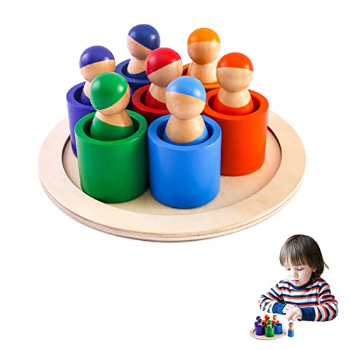 Promise Babe Regenbogen Figur Holzspielzeug Klein Kinder Montessori Spielzeug Holzspielzeug Pädagogisches Lernspielzeug Sortierspiel Holzpuzzle Weihnachten Geburtstag Geschenk ab 3 Jahre von Promise Babe