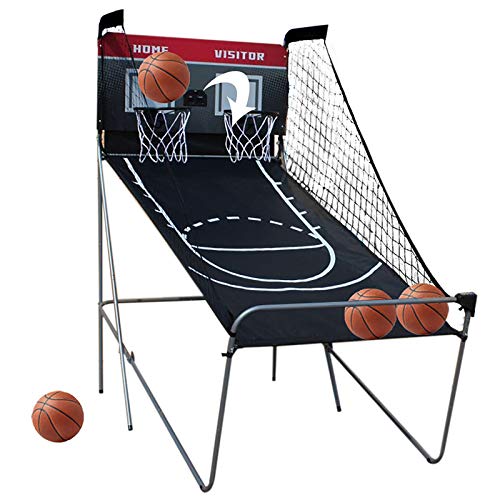 Basketballautomat, klappbar Basketball Schießmaschine inkl 8 Spielmodi, Elektronischer Punktzähler und 4 Basketbälle Eektrischer Baskeltballständer Arcade Basketballspiel für Kinder Erwachsene von PromiseFly