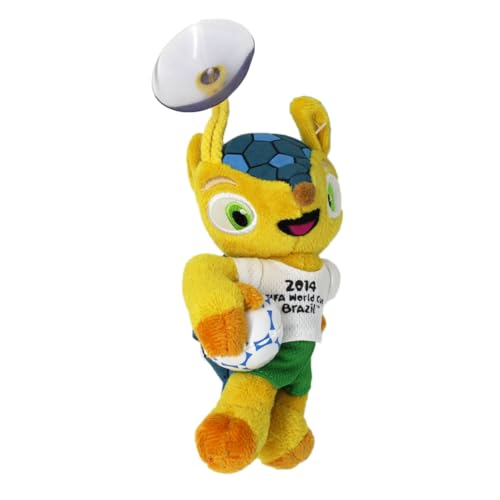 Promo-Dis Fuleco - mit Saugnapf, 13 cm, Ball unterm Arm, Plüschmaskottchen der Fussball Weltmeisterschaft 2014 in Brasilien von Promo-Dis