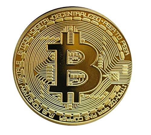 Promotech 24-Karat vergoldete 45 mm Durchmesser Bitcoin Münze Sammlerstück in Münzkapsel für jeden Kryptowährung BTC Fan von Promotech