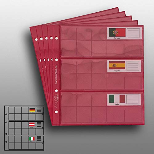 5 Prophila Münzhüllen für 3 komplette €-Kursmünzensätze mit je 8 Münzen, mit 5 roten Karton-Zwischenbl. + 24 Flaggen 5 Prophila Münzhüllen für 3 komplette €-Kursmünzensätze mit je 8 Münzen, mit 5 roten Karton-Zwischenbl. + 24 Flaggen von Prophila Collection