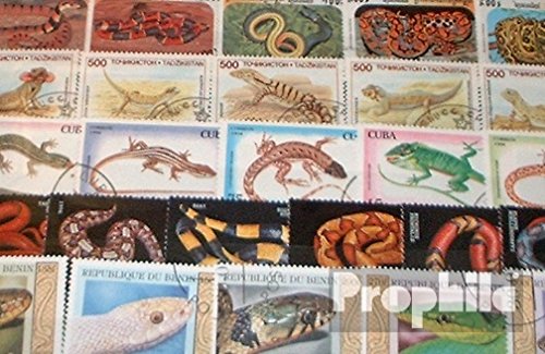 Motive 100 Verschiedene Reptilien Marken (Briefmarken für Sammler) Amphibien/Reptilien/Saurier von Prophila Collection