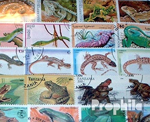 Motive 200 Verschiedene Reptilien Marken (Briefmarken für Sammler) Amphibien/Reptilien/Saurier von Prophila Collection