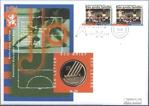 Niederlande 1658 auf Numisbrief No.29 mit ECU-Münze (kompl.Ausg.) FDC Ersttagsbrief 1998 ECU-Münzbrief Hockeybund (Briefmarken für Sammler) Ballspiele ohne Fußball (Basketball / Handball / Baseball …) von Prophila Collection