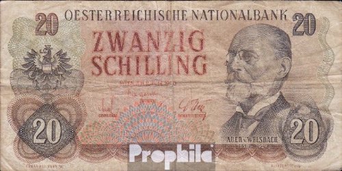 Österreich Kat-Nr.: 273 (136a) gebraucht (III) 1956 20 Schilling (Banknoten für Sammler) von Prophila Collection