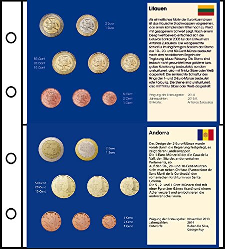 Prophila Collection 6 Stück Euro-Vordruck-Tabletts von 5 Ländern (Litauen, San Marino, Monaco, Vatikan, Andorra) und 1 Blanko-Tablett von Prophila Collection