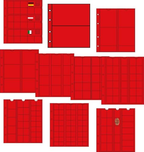 Prophila Collection 10 Münzhüllen BIGMIX - je 1 Aller verfügbaren Münz-Hüllen, mit 10 roten Karton-Zwischenblättern von Prophila Collection