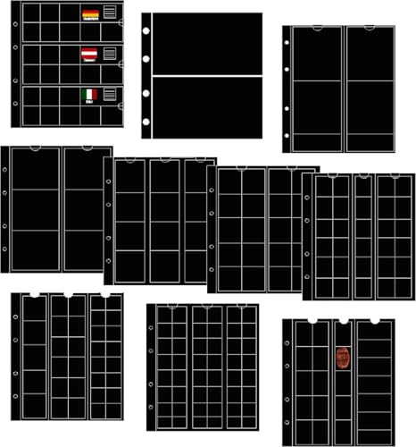 Prophila Collection 10 Münzhüllen BIGMIX - je 1 Aller verfügbaren Münz-Hüllen, mit 10 schwarzen Karton-Zwischenblättern von Prophila Collection