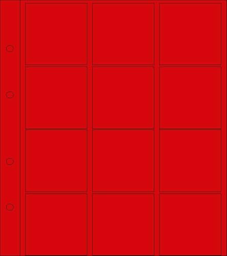 Prophila Collection 10 Münzrähmchen-Hüllen mit je 12 Fächern für Münzrähmchen (50 x 50 mm), mit 10 roten Karton-Zwischenblättern von Prophila Collection